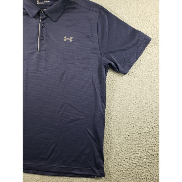 Under Armour Shirt Mens XL Extra Large Blue Polo Loose Golf Short Sleeve Stretch - Picture 3 of 10